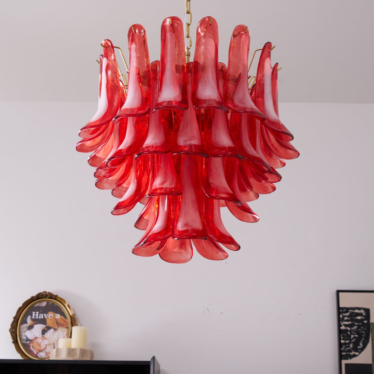 Glass Chandelier with Crystal Accents