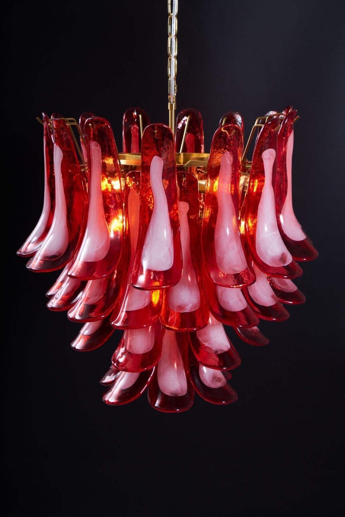 Glass Chandelier with Crystal Accents