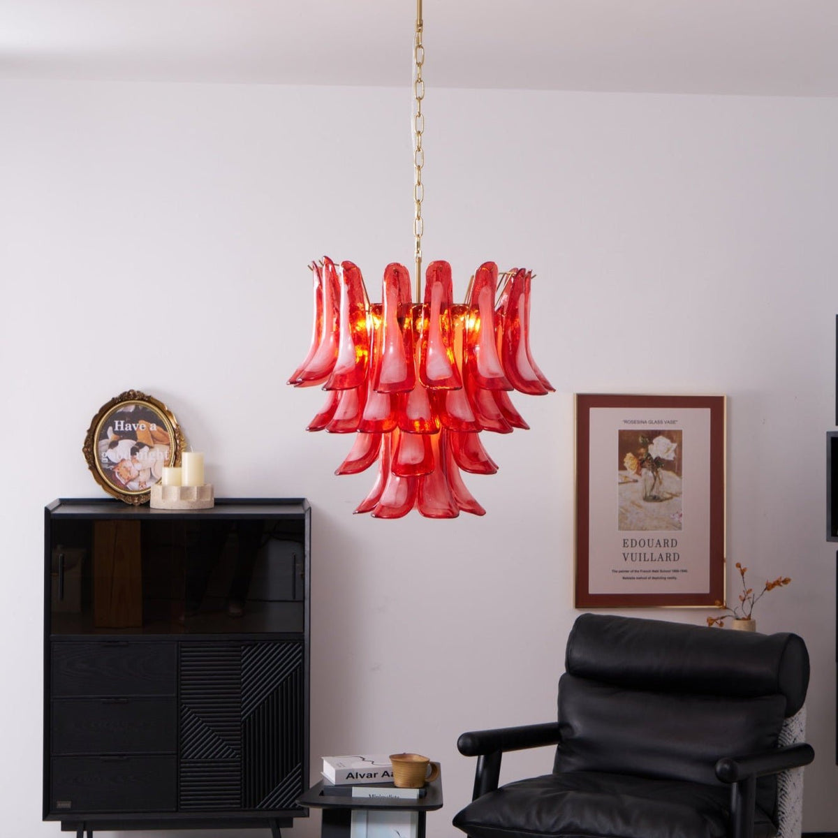 Glass Chandelier with Crystal Accents