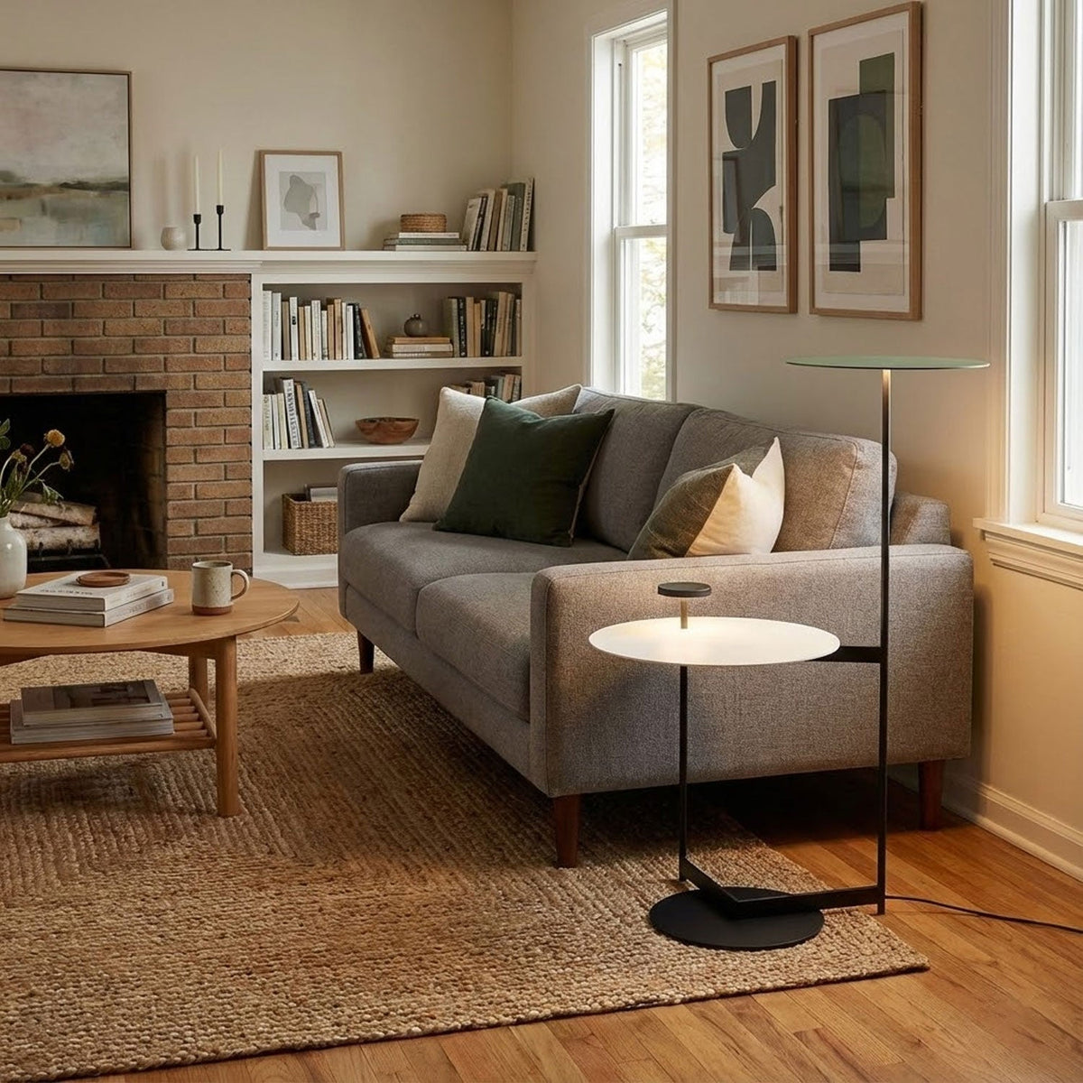 Sleek Flat Floor Lamp with Adjustable Brightness and Energy-Efficient — front view