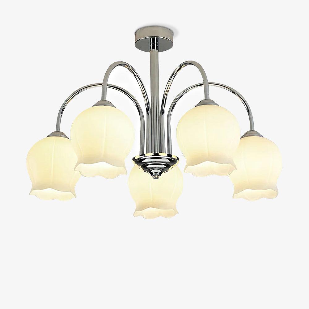 Floral Glass Chandelier with Dimmable Lighting