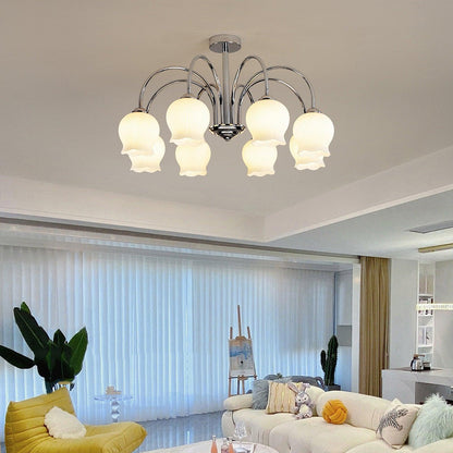 Floral Glass Chandelier with Dimmable Lighting — lifestyle view