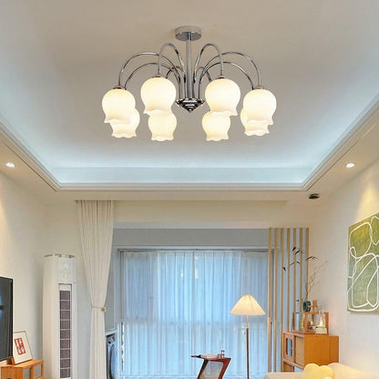 Floral Glass Chandelier with Dimmable Lighting — front view