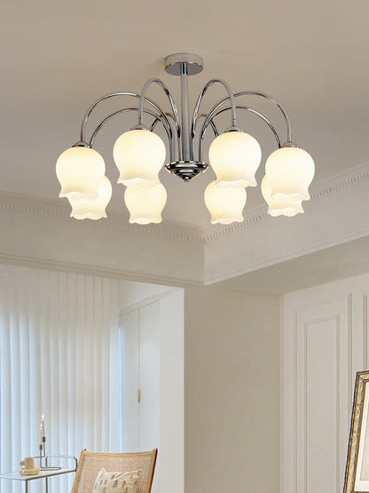 Floral Glass Chandelier with Dimmable Lighting