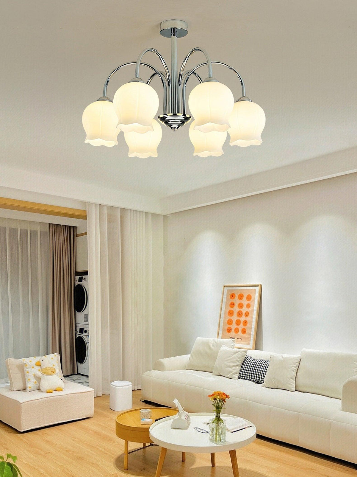 Floral Glass Chandelier with Dimmable Lighting