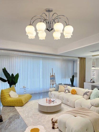 Floral Glass Chandelier with Dimmable Lighting