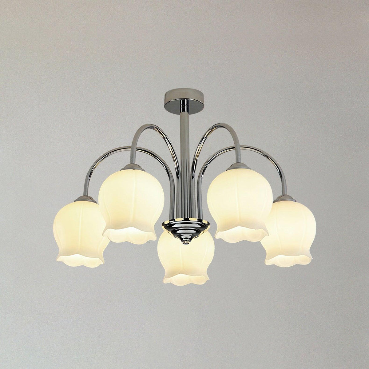 Floral Glass Chandelier with Dimmable Lighting — front view