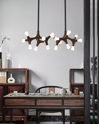 Wood Flower Chandelier with Adjustable Height
