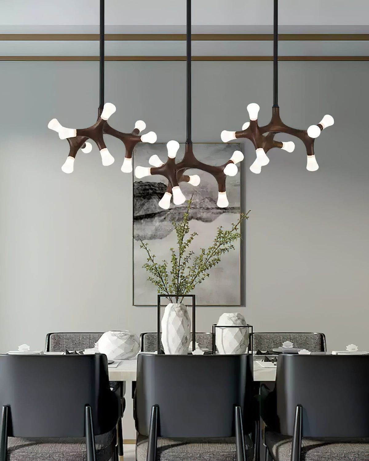 Wood Flower Chandelier with Adjustable Height