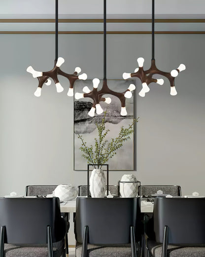 Wood Flower Chandelier with Adjustable Height
