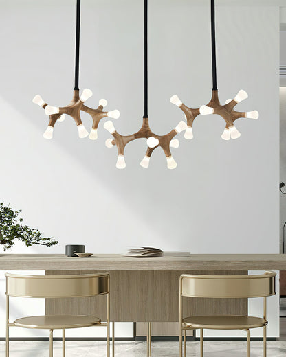 Wood Flower Chandelier with Adjustable Height