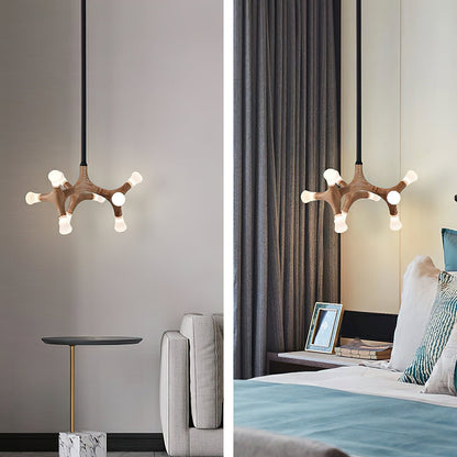 Wood Flower Chandelier with Adjustable Height