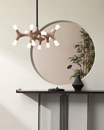 Wood Flower Chandelier with Adjustable Height