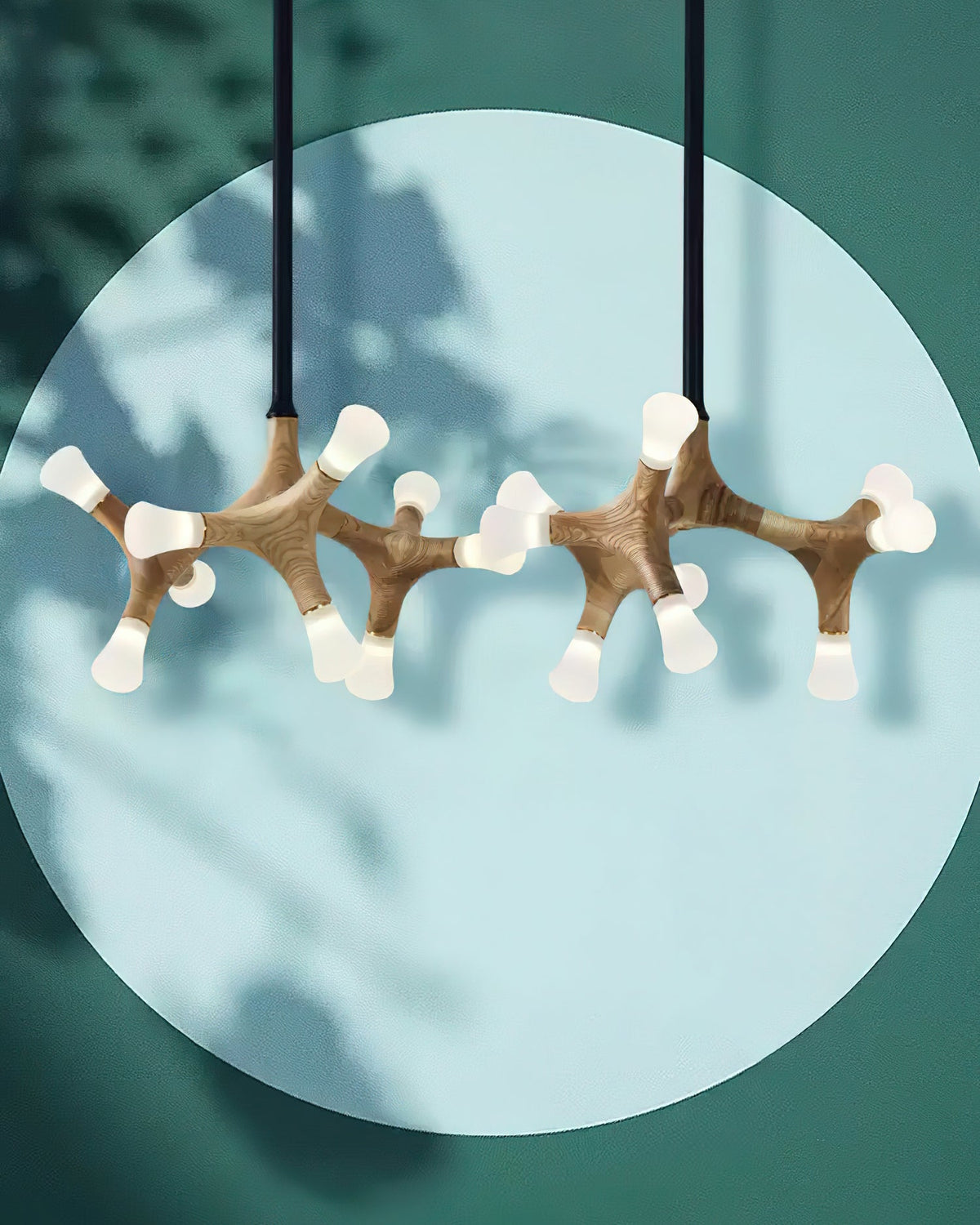 Wood Flower Chandelier with Adjustable Height