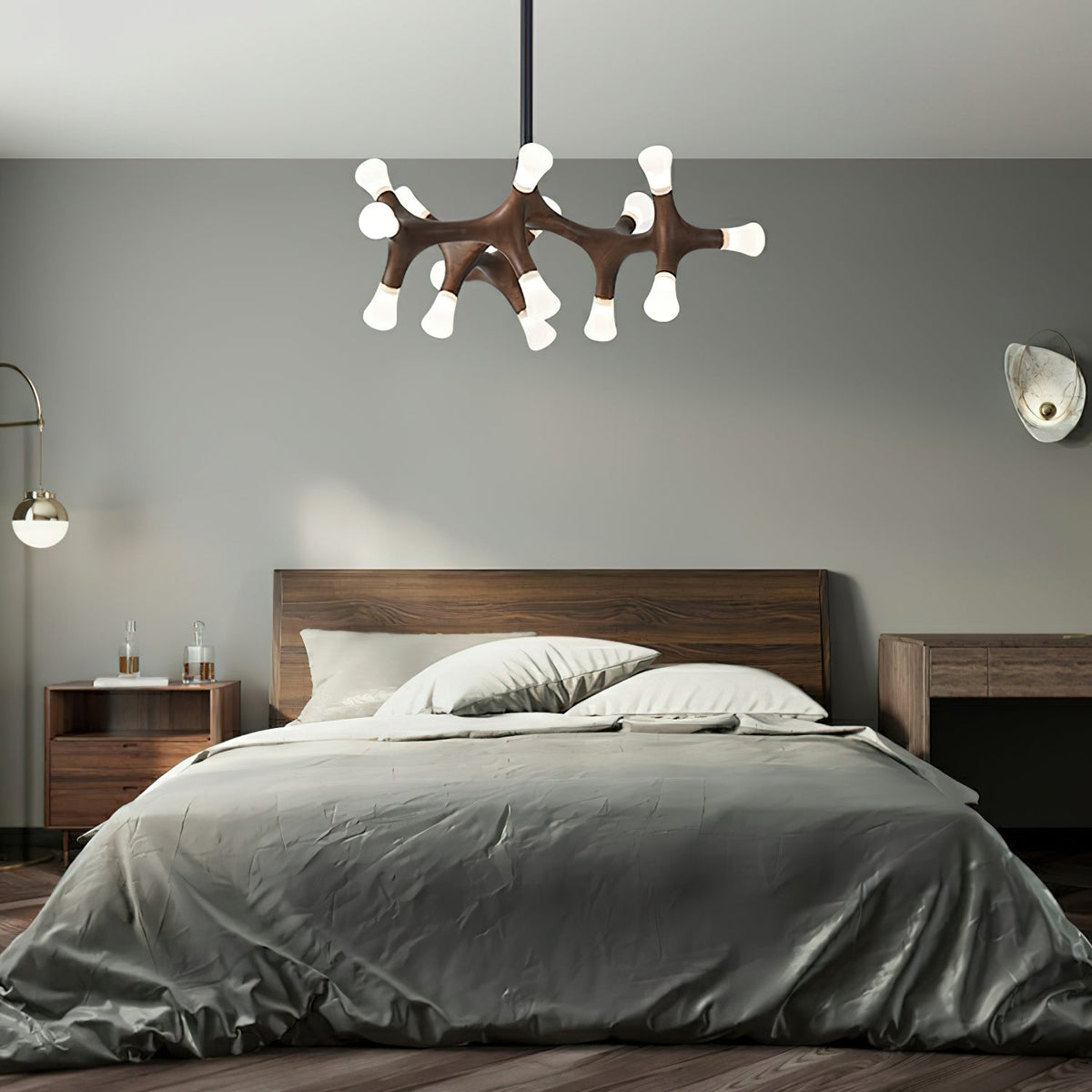 Wood Flower Chandelier with Adjustable Height