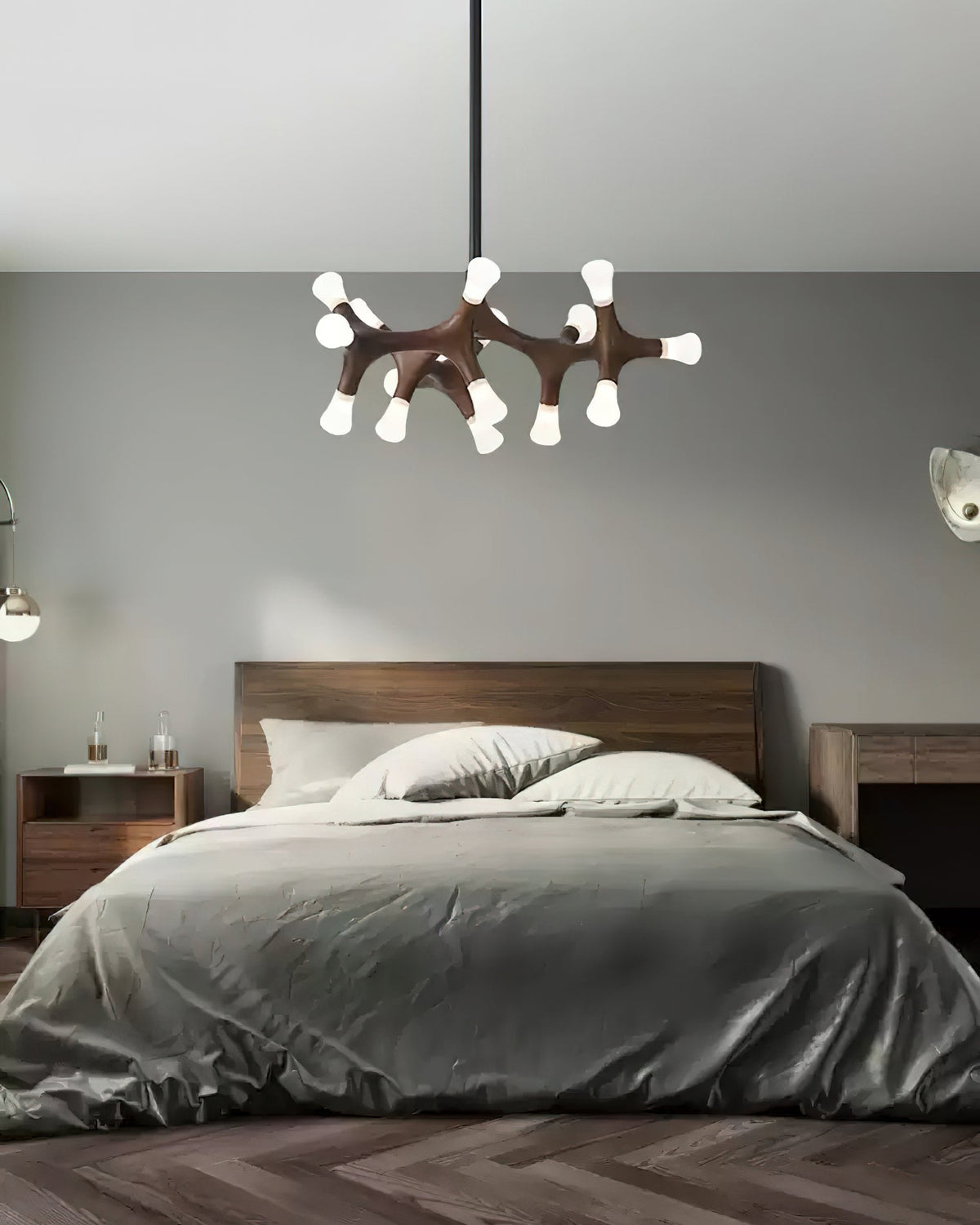 Wood Flower Chandelier with Adjustable Height