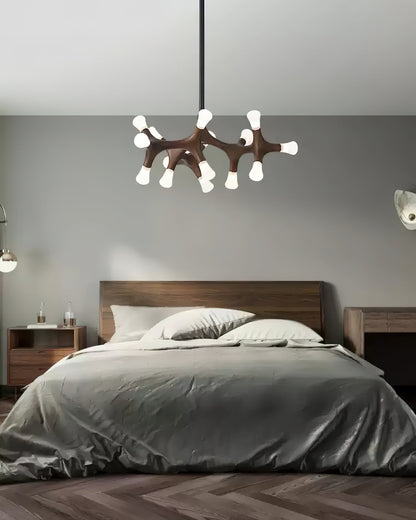 Wood Flower Chandelier with Adjustable Height