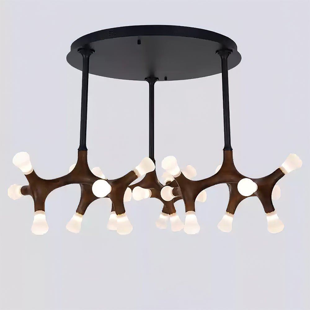 Wood Flower Chandelier with Adjustable Height