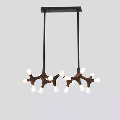 Wood Flower Chandelier with Adjustable Height — front view