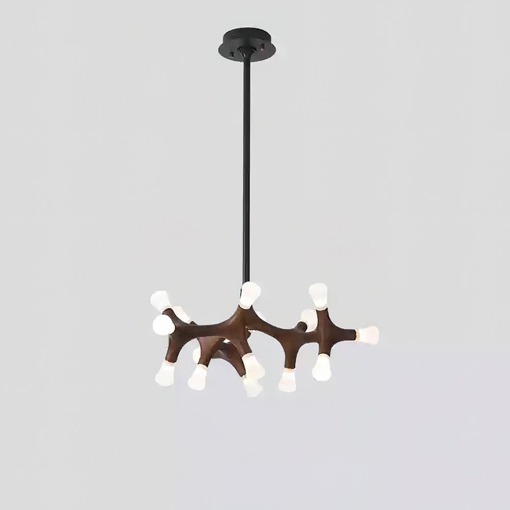 Wood Flower Chandelier with Adjustable Height — alternate angle