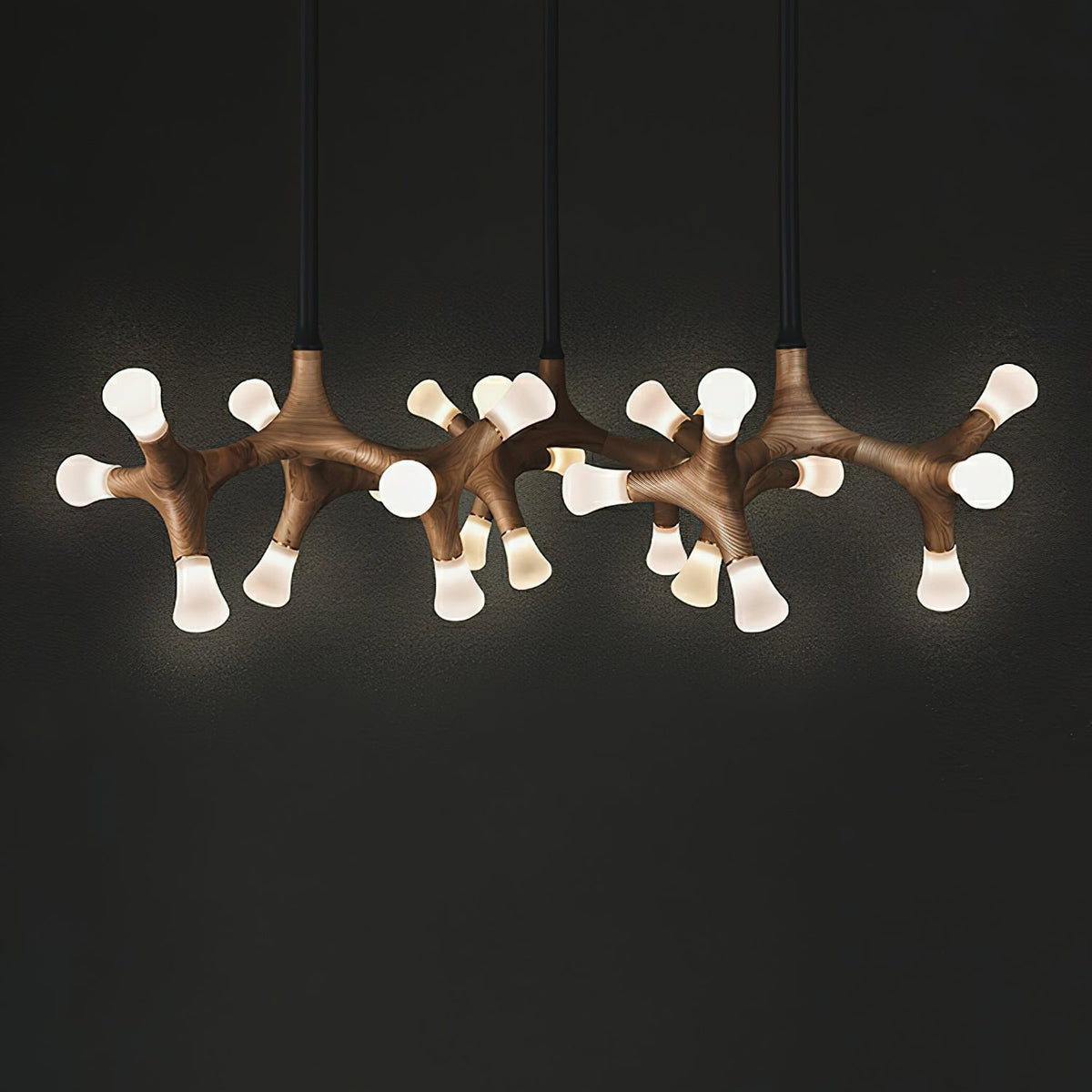 Wood Flower Chandelier with Adjustable Height