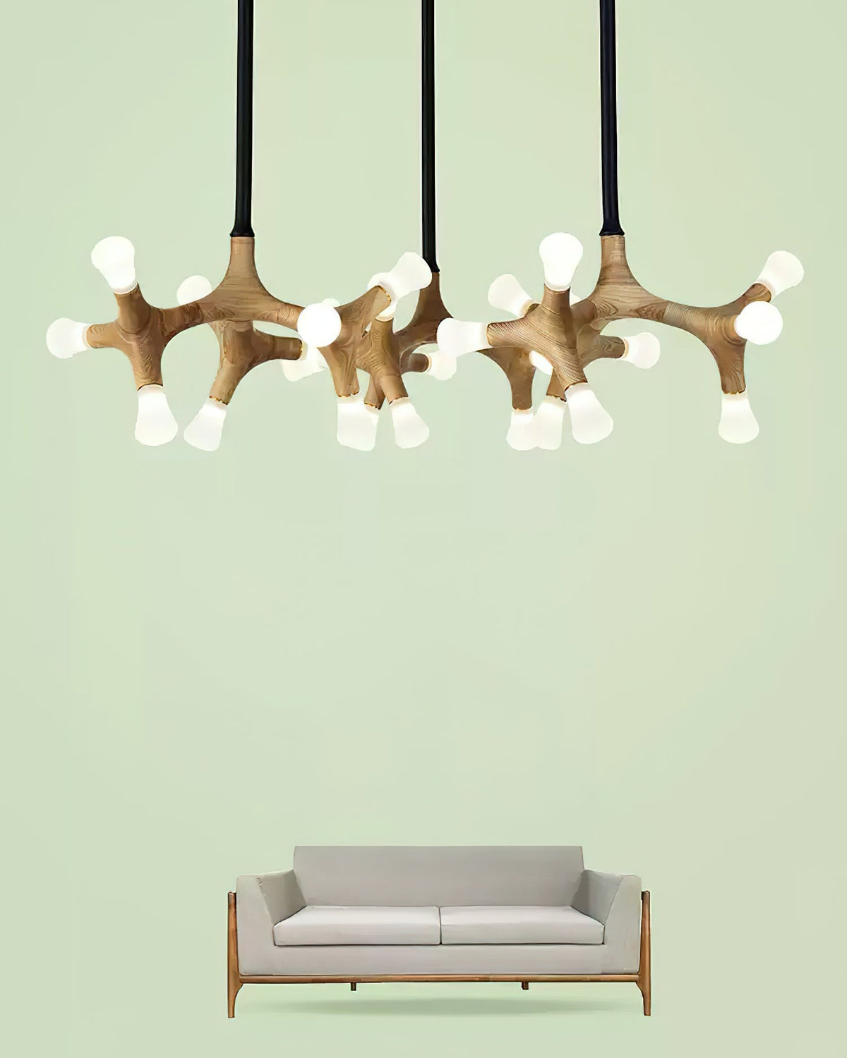 Wood Flower Chandelier with Adjustable Height
