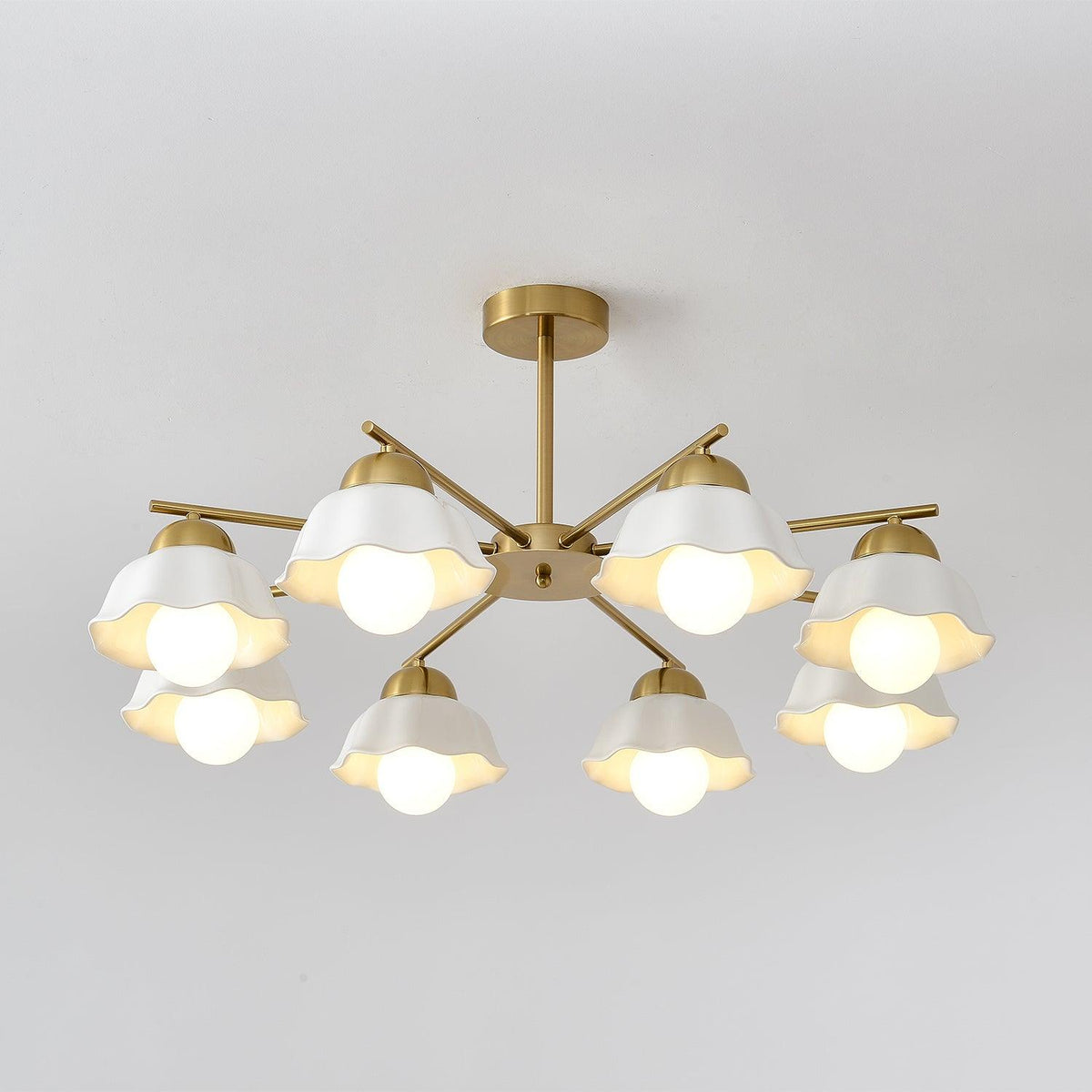 Flower Shade Chandelier with Soft Lighting — front view