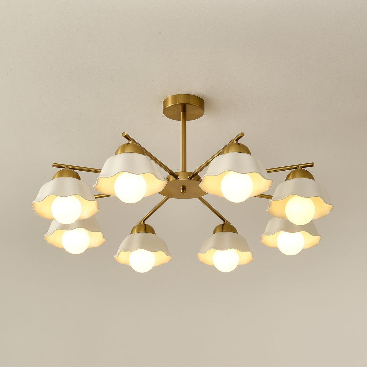 Flower Shade Chandelier with Soft Lighting — lifestyle view