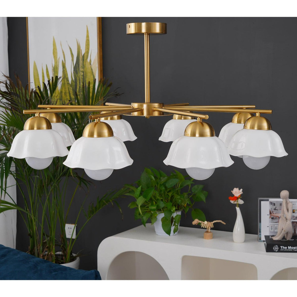 Flower Shade Chandelier with Soft Lighting