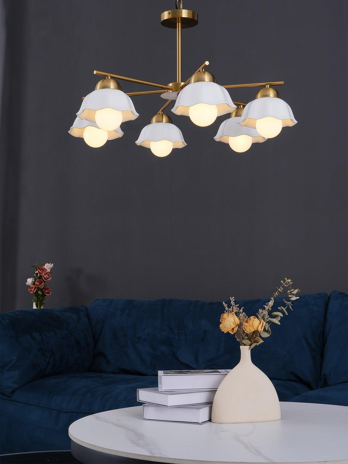 Flower Shade Chandelier with Soft Lighting