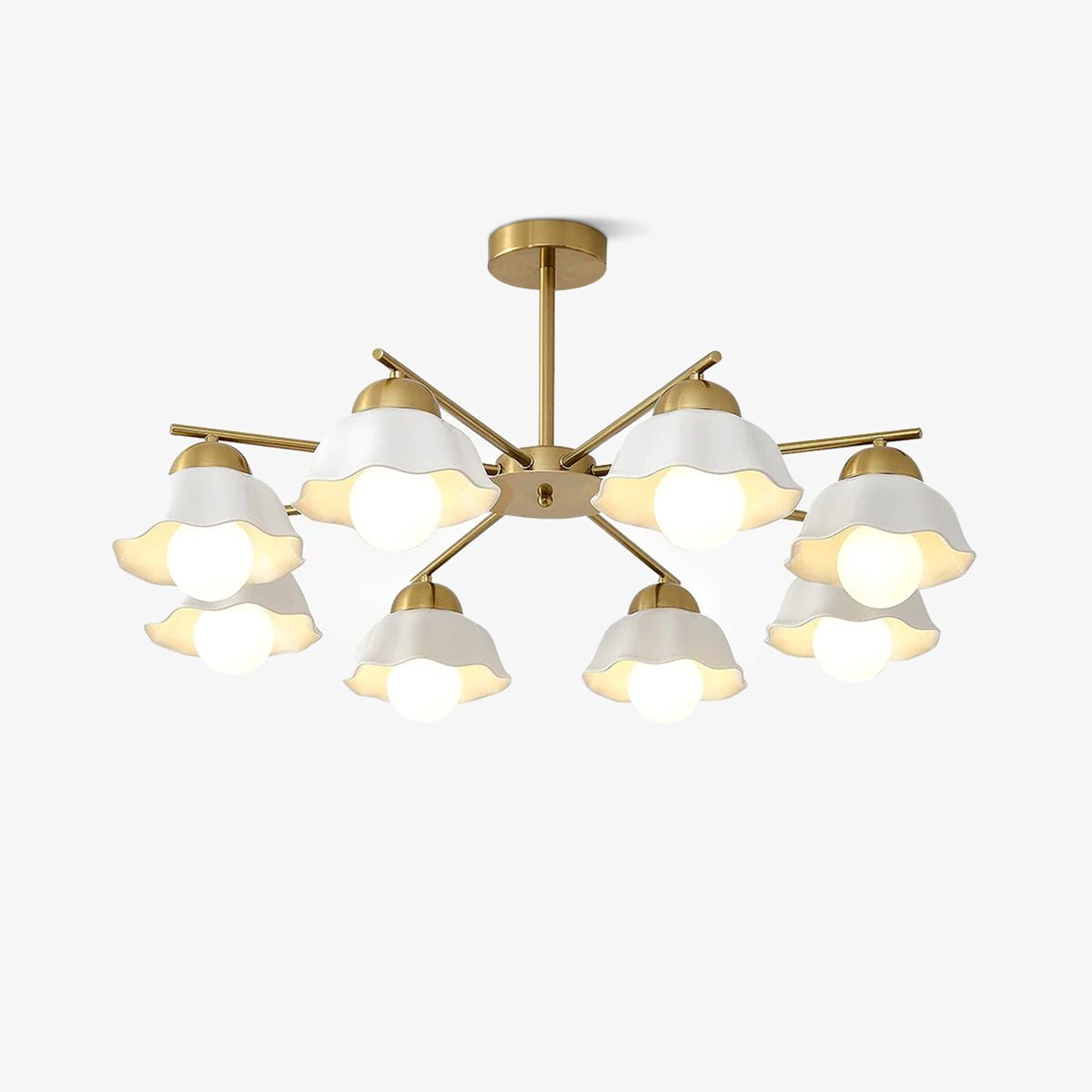 Flower Shade Chandelier with Soft Lighting — side view