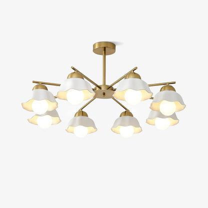 Flower Shade Chandelier with Soft Lighting — side view
