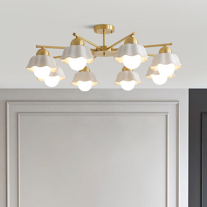 Flower Shade Chandelier with Soft Lighting — detail view