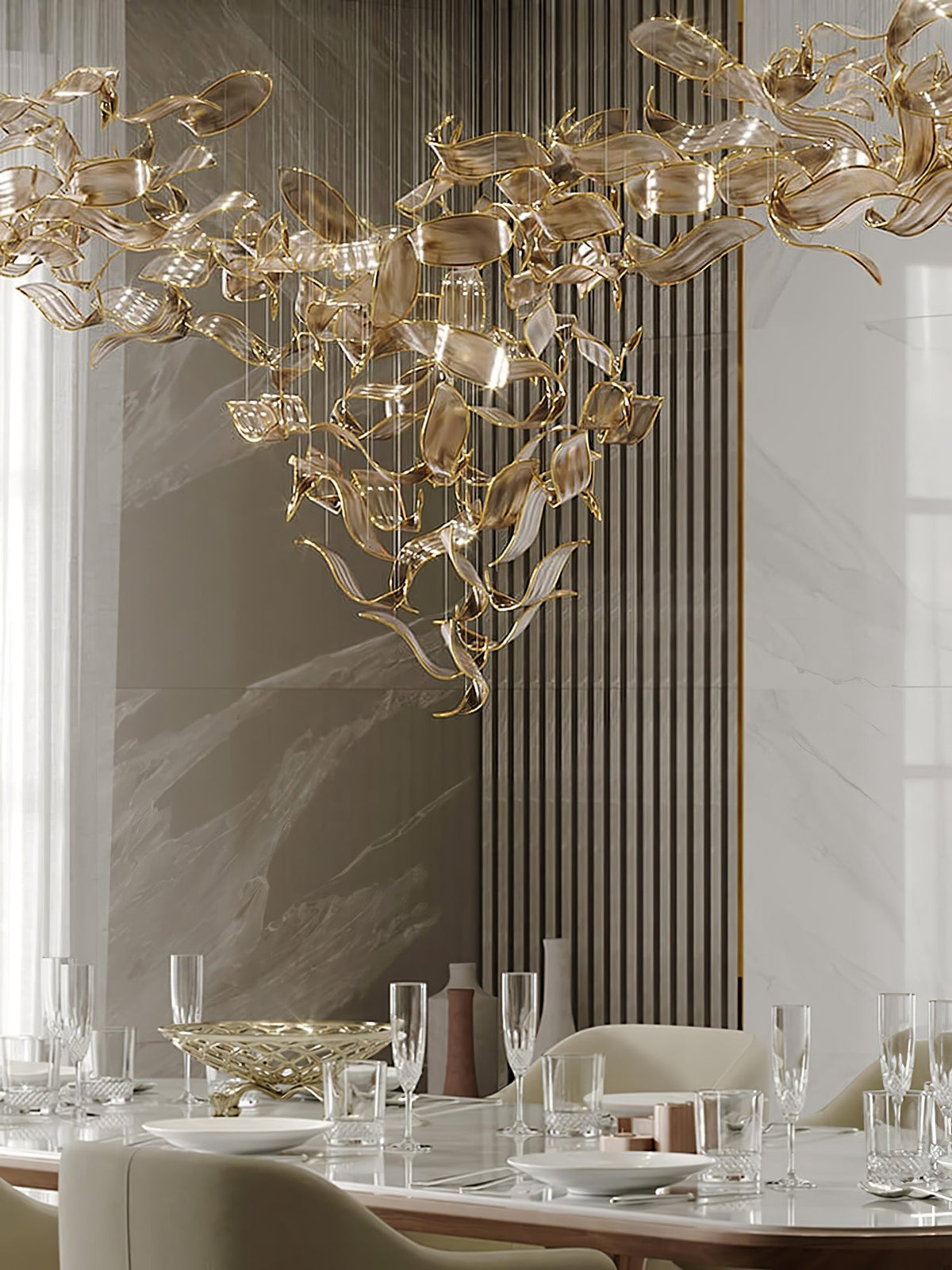 Fluttering Leaves Chandelier with Adjustable Brightness