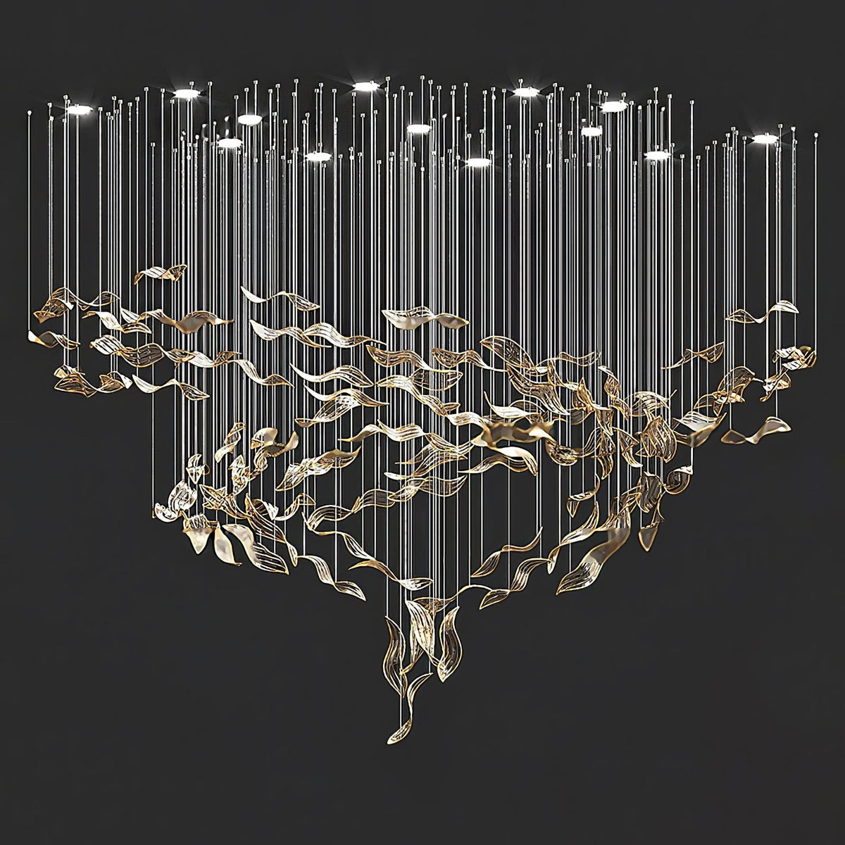 Fluttering Leaves Chandelier with Adjustable Brightness