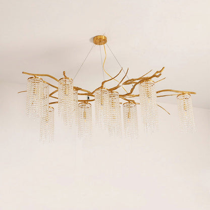 Art Glass Crystal Chandelier with Adjustable Lighting