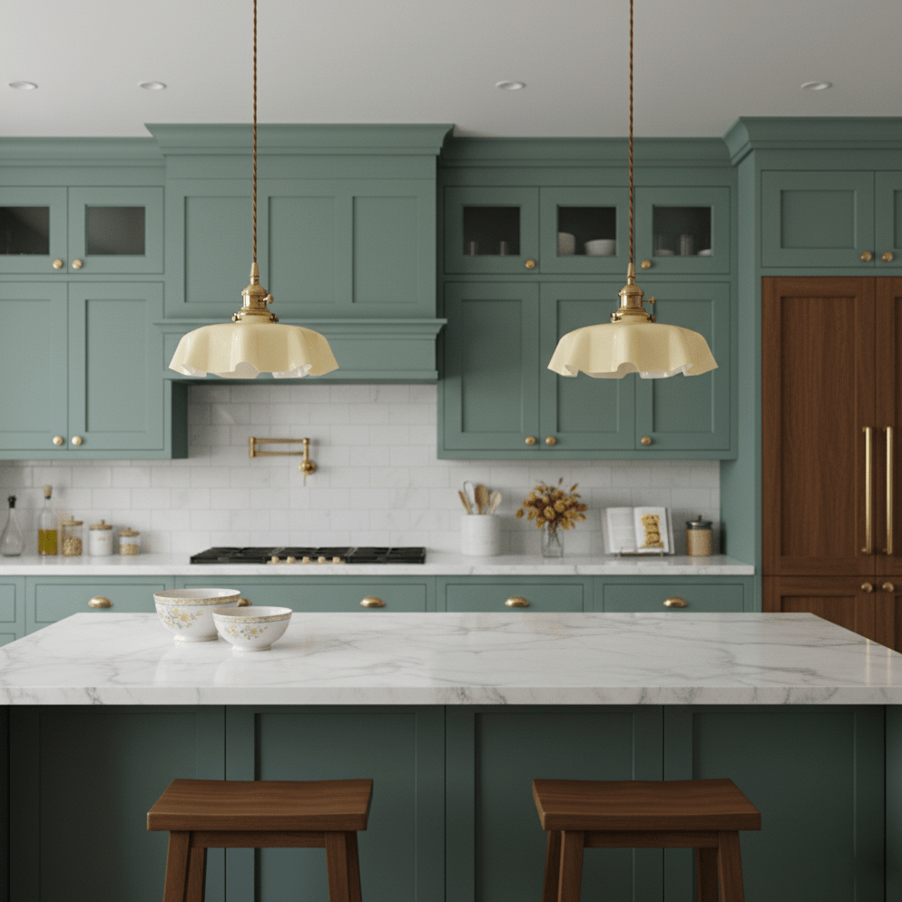 French-Style Flower Pendant Light, Soft Glow — detail view