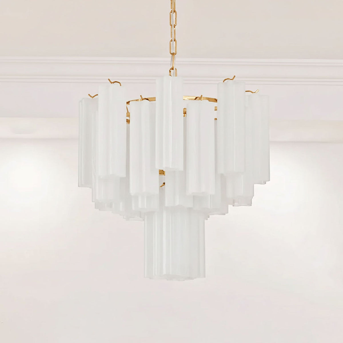 Frosted Glass Tubes Chandelier, Modern Design — alternate angle