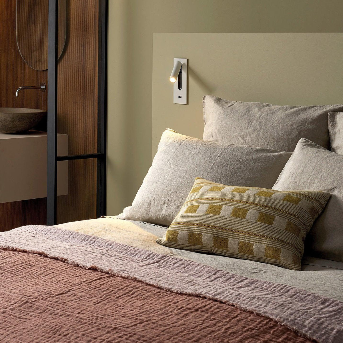 Folded Back Bedside Wall Lamp, Space-Saving Design