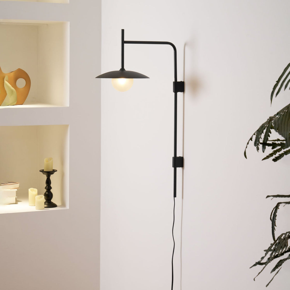 Swing Arm Wall Lamp with Plug-In Design — front view