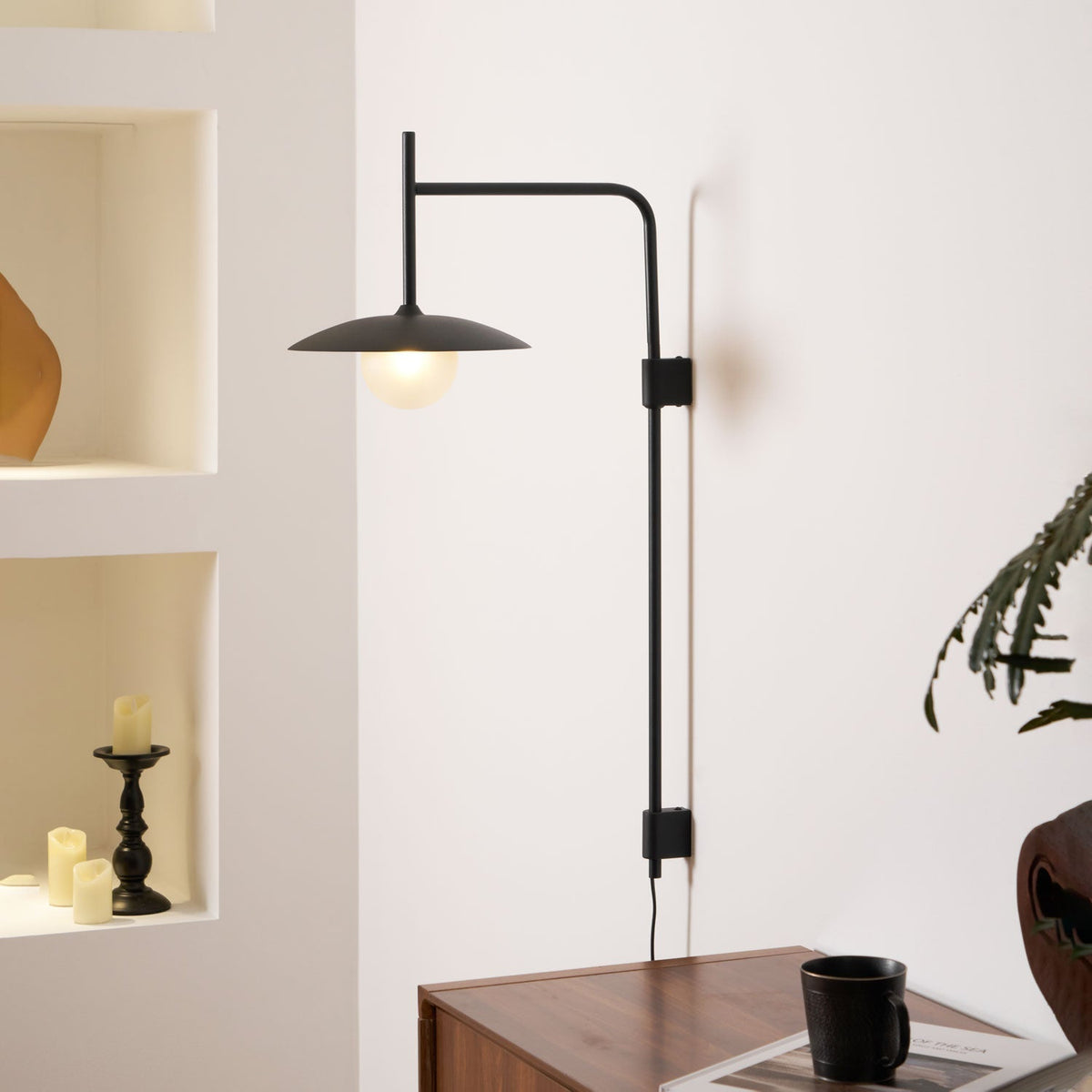 Swing Arm Wall Lamp with Plug-In Design — lifestyle view