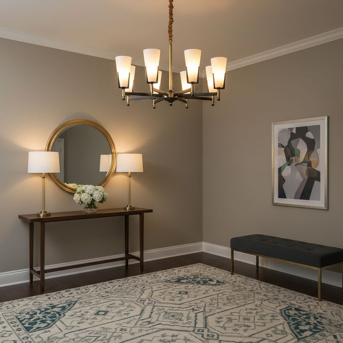 Crystal Accent Chandelier with Adjustable Height