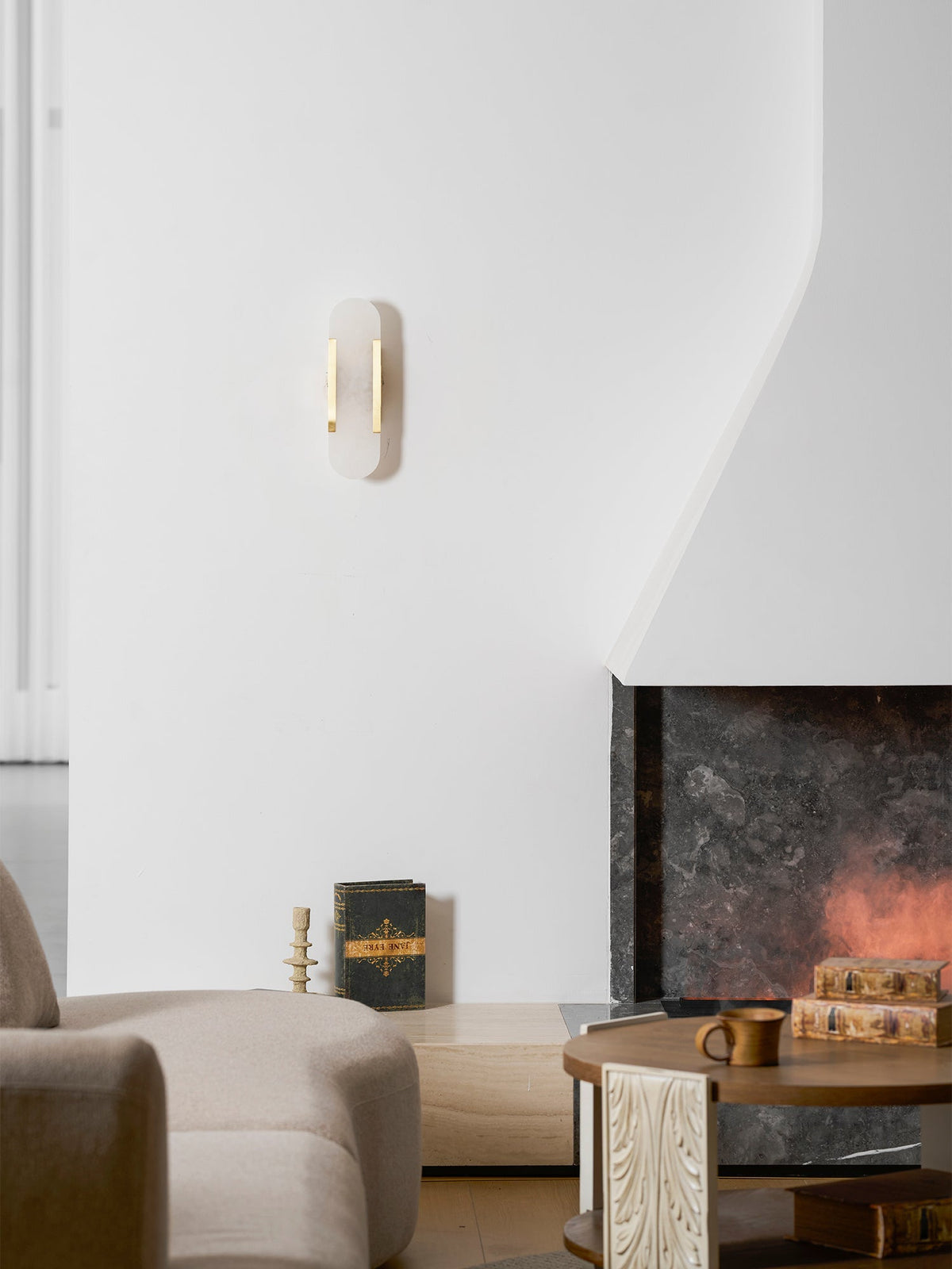 Oblong Alabaster Wall Sconce, Soft Ambient Light