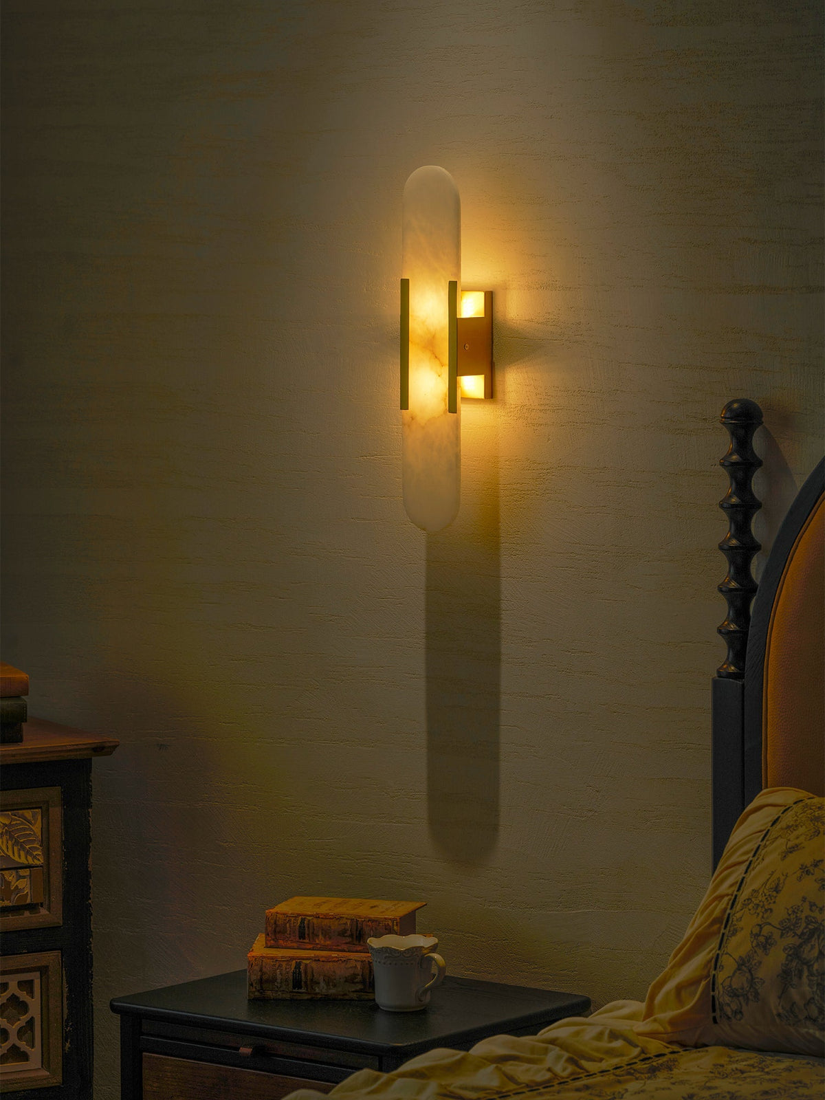 Oblong Alabaster Wall Sconce, Soft Ambient Light