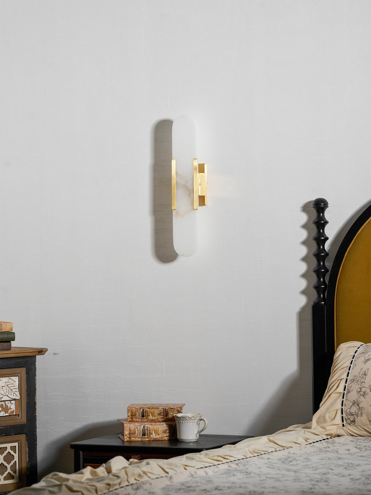 Oblong Alabaster Wall Sconce, Soft Ambient Light