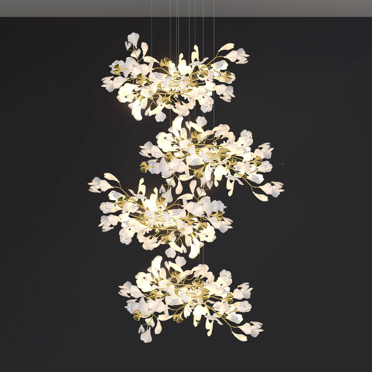 Gingko Leaves Chandelier with Adjustable Brightness