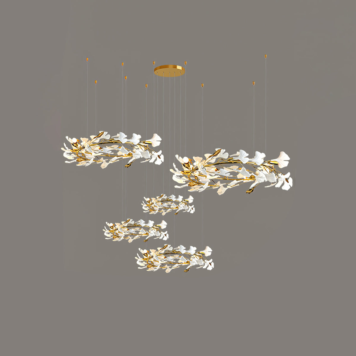 Gingko Leaves Chandelier with Adjustable Brightness