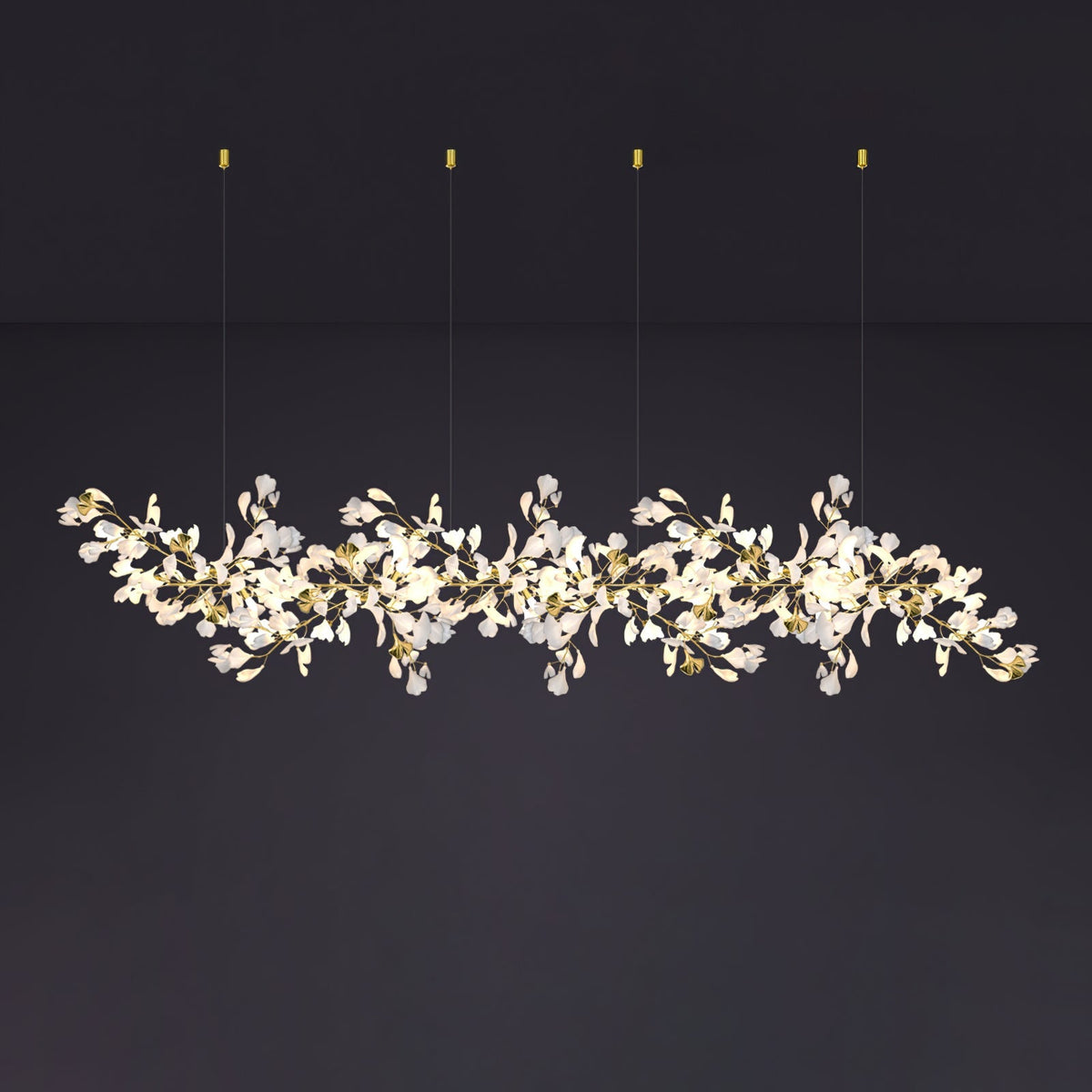 Gingko Leaves Chandelier with Adjustable Brightness — front view
