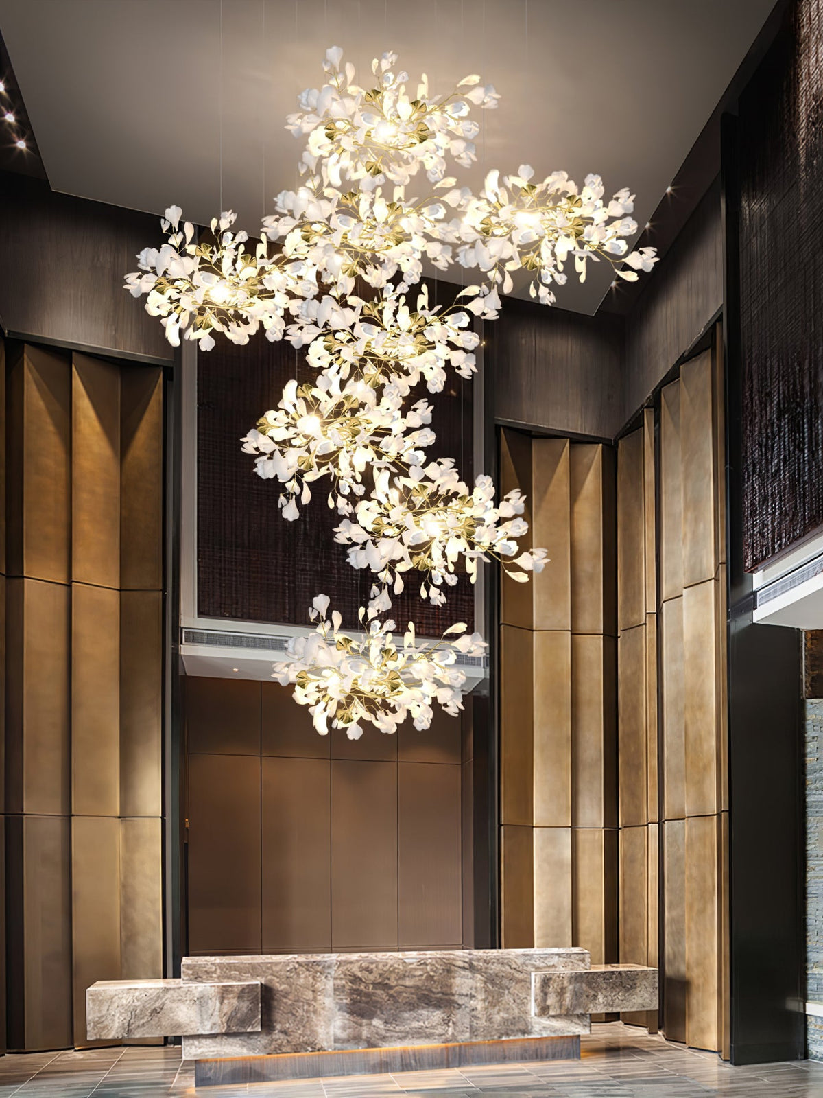 Gingko Leaves Chandelier with Adjustable Brightness
