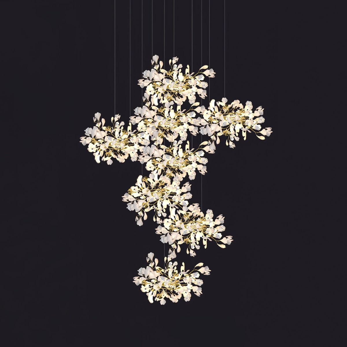Gingko Leaves Chandelier with Adjustable Brightness — side view